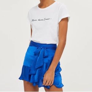 Topshop Royal Blue Ruffle Tie Waist Mini Skirt, P 2